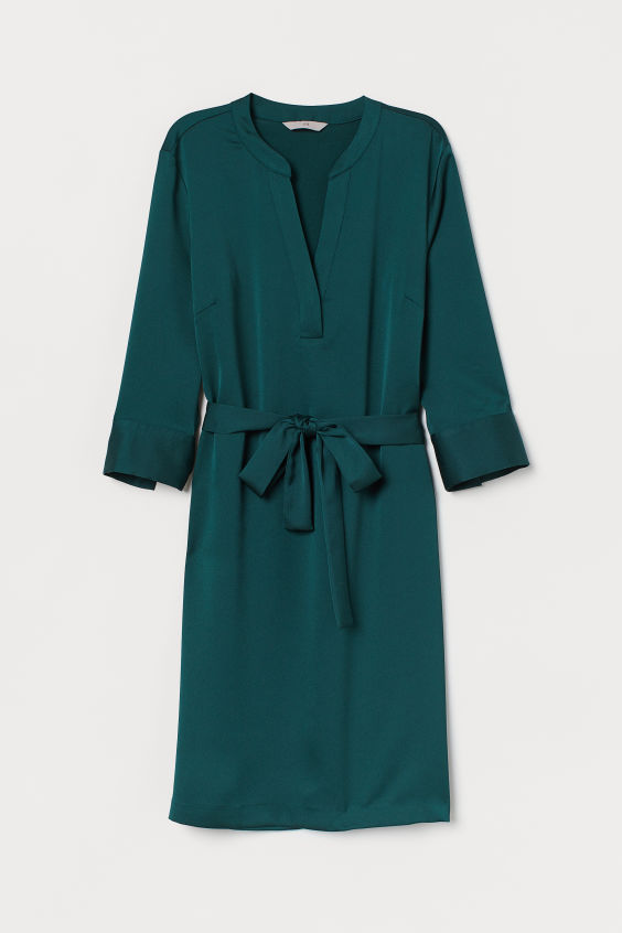 Mid Sleeve Tie Dress