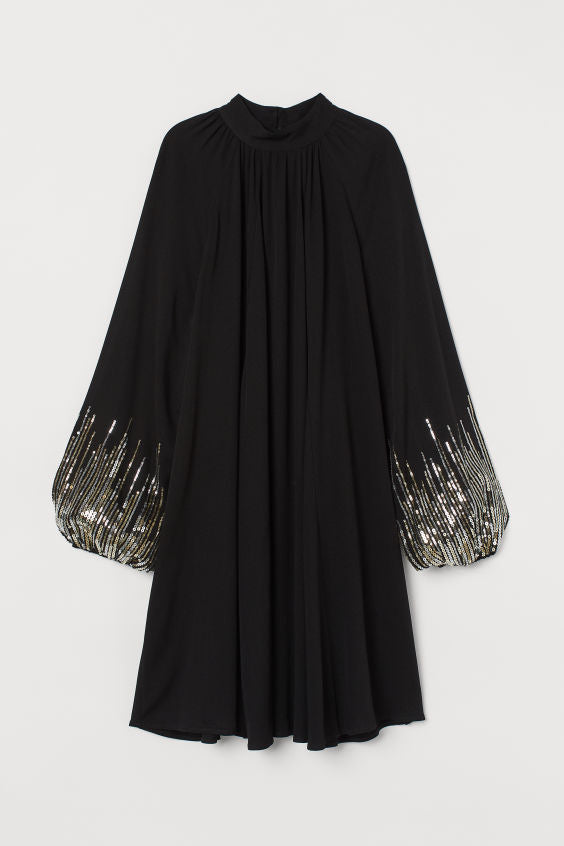 Sequin Balloon Sleeve Dress