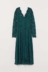 Long V-Neck Lace Dress
